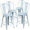 Emma and Oliver Commercial Grade 4 Pack 24" High Distressed Metal Indoor-Outdoor Counter Height Stool with Back